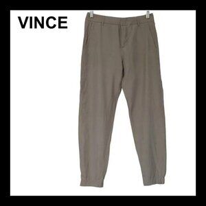 VINCE Kaki regular waist cupro jogger cropped pants